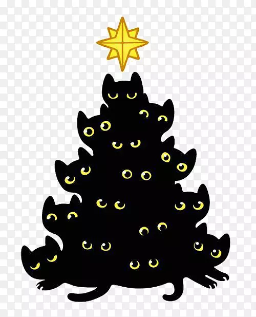 黑猫圣诞树-黑猫插图