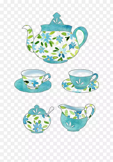 茶壶茶杯彩绘茶具