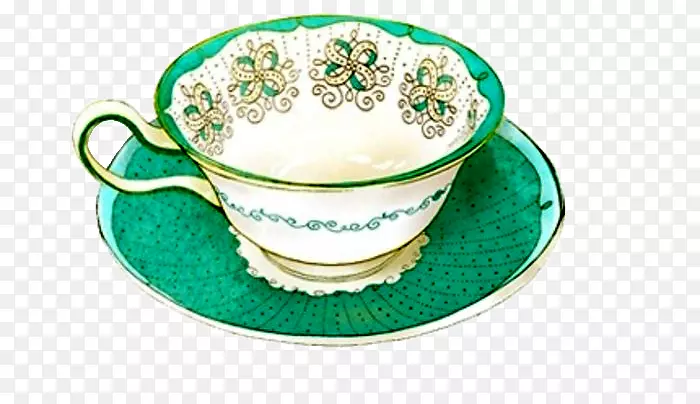 咖啡杯茶碟插图-复古茶