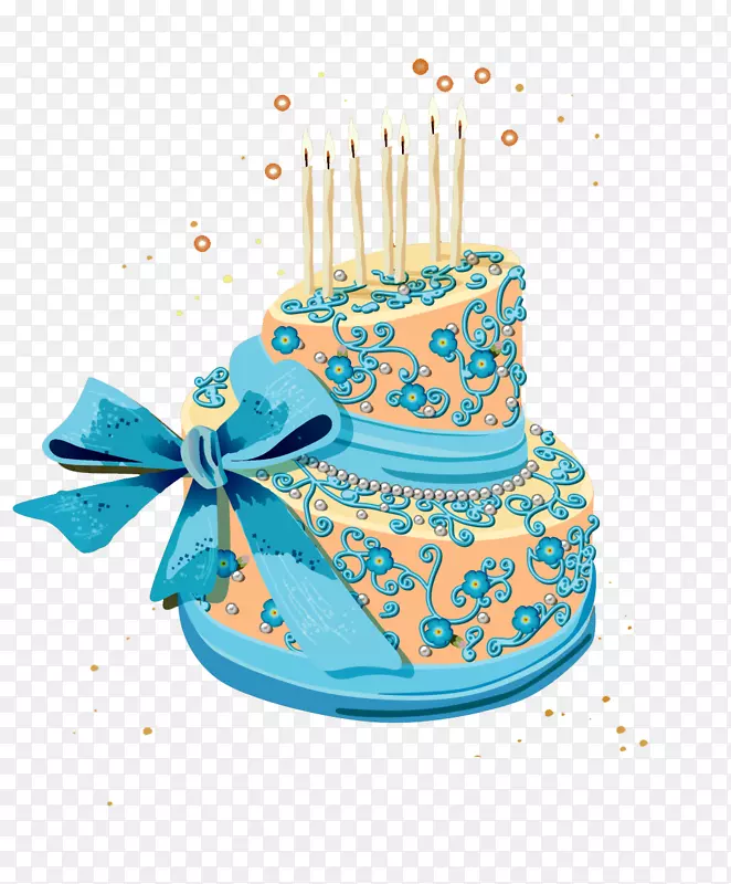 蛋糕生日蛋糕-蓝色图案蛋糕