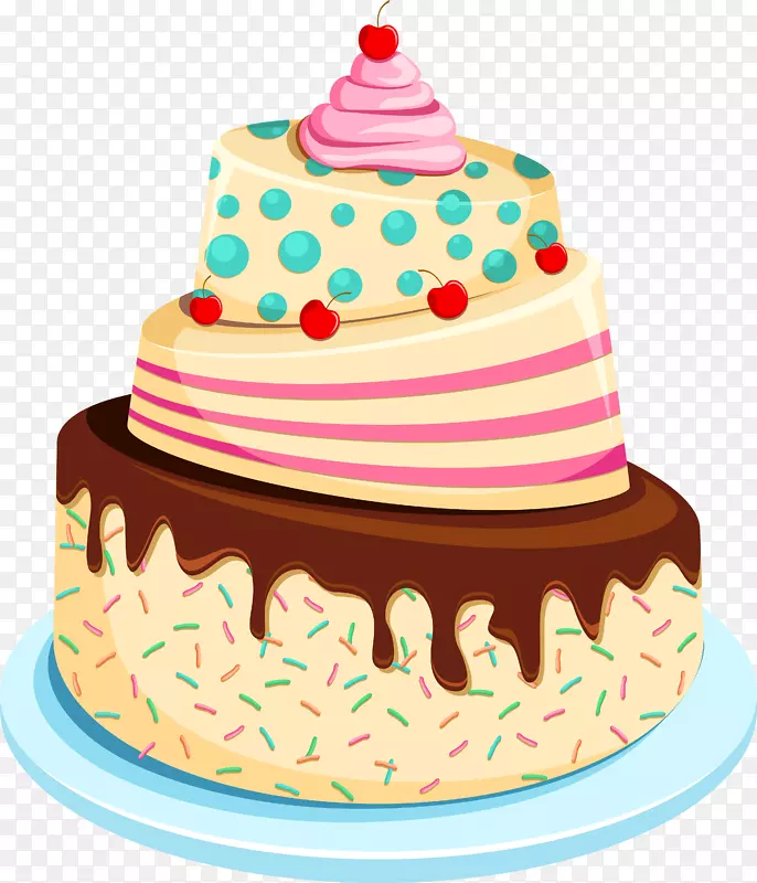 生日蛋糕祝你生日快乐贺卡卡通画图层蛋糕