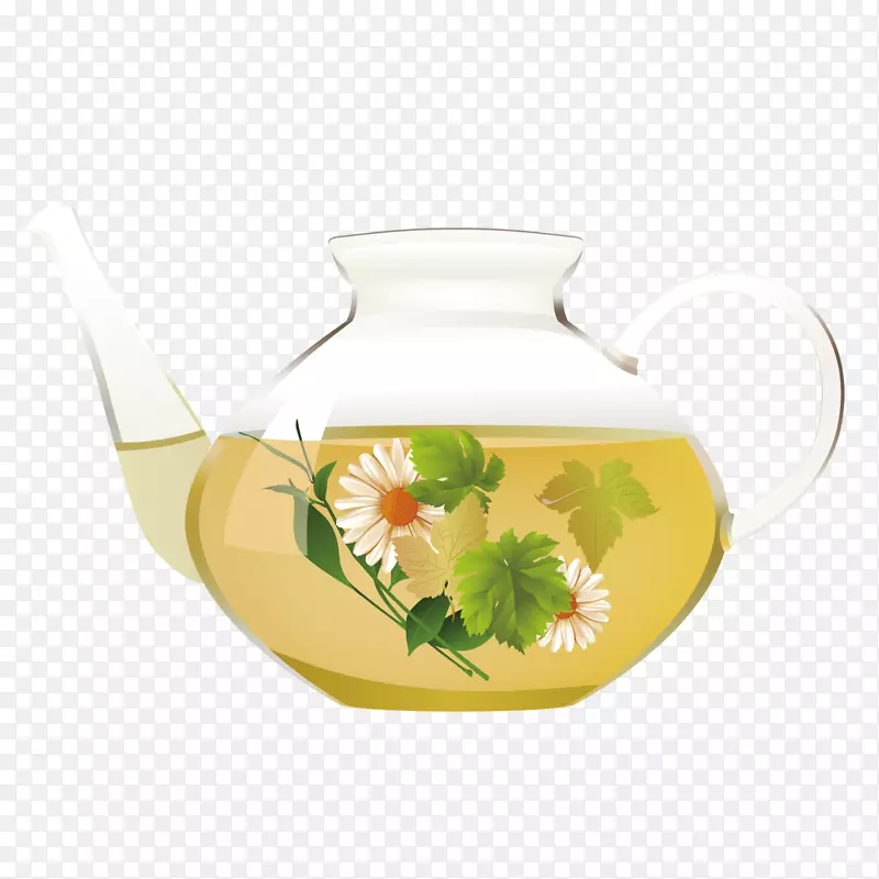 绿茶白茶菊花茶剪贴画-美味茶