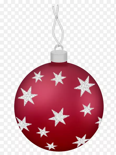 圣诞装饰品蓝色圣诞剪贴画-明星红球