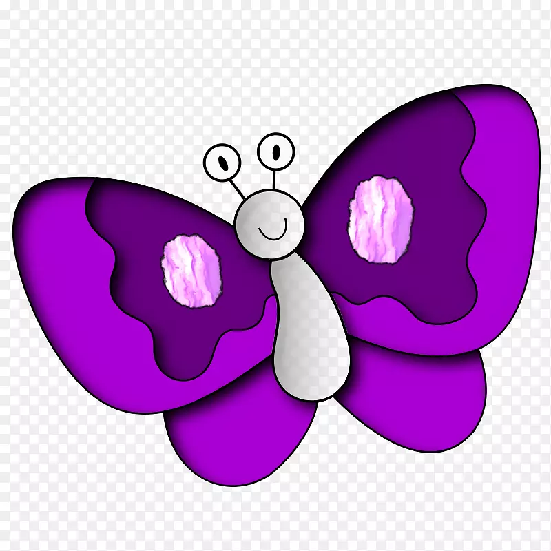 蝴蝶卡通紫色剪贴画-卡通蝴蝶形象