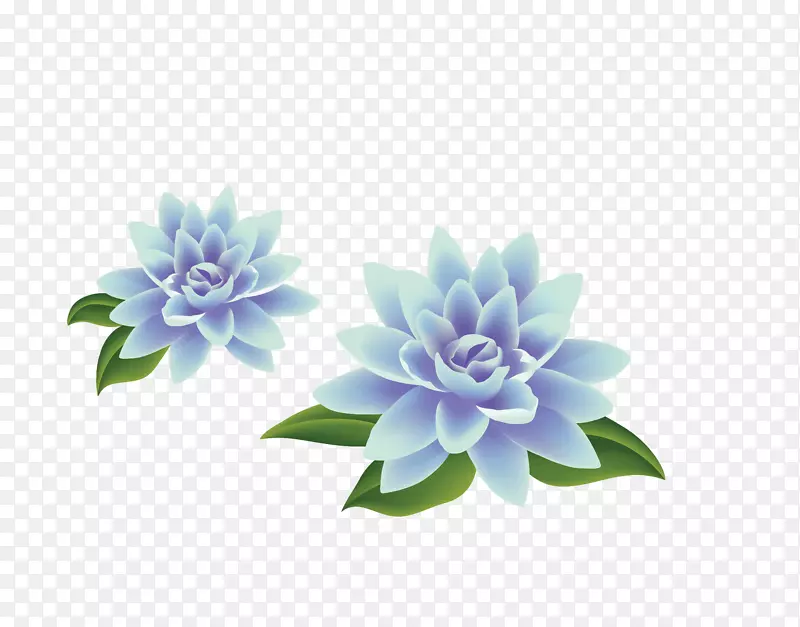 花束免费内容剪贴画-风绘靛蓝莲花