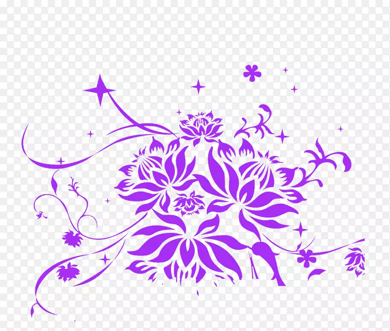 紫色剪贴画-紫色简单莲花装饰图案
