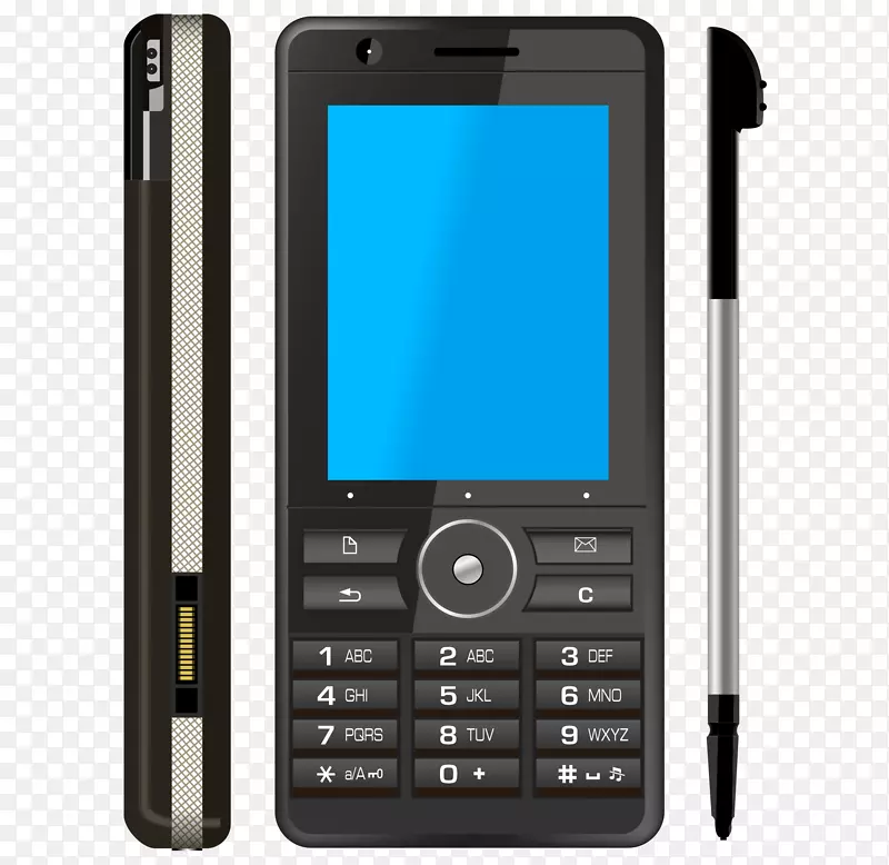 智能手机电话键盘插图手绘卡通智能笔现代手机
