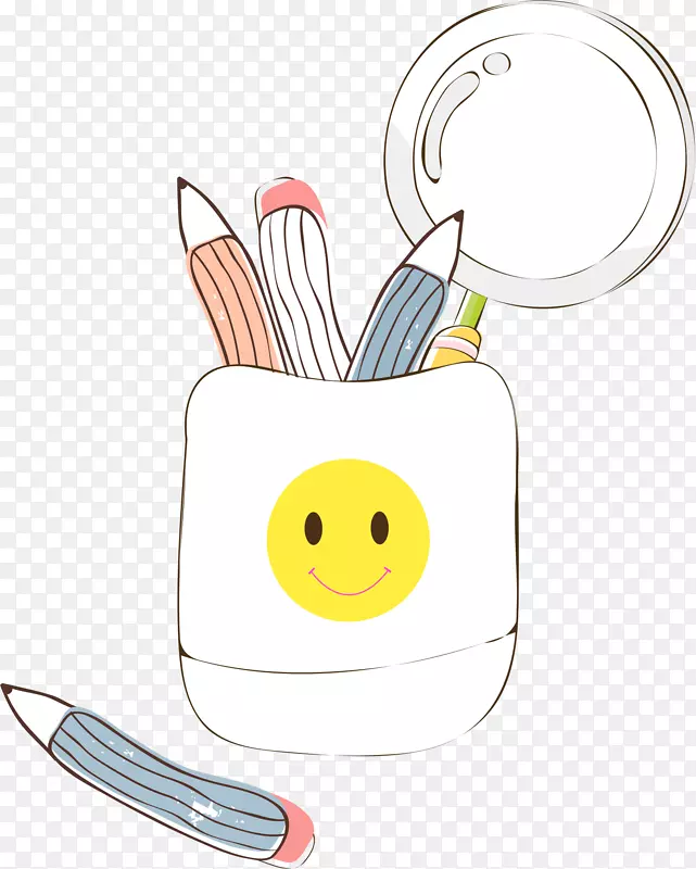笔筒文具插图.手绘笔