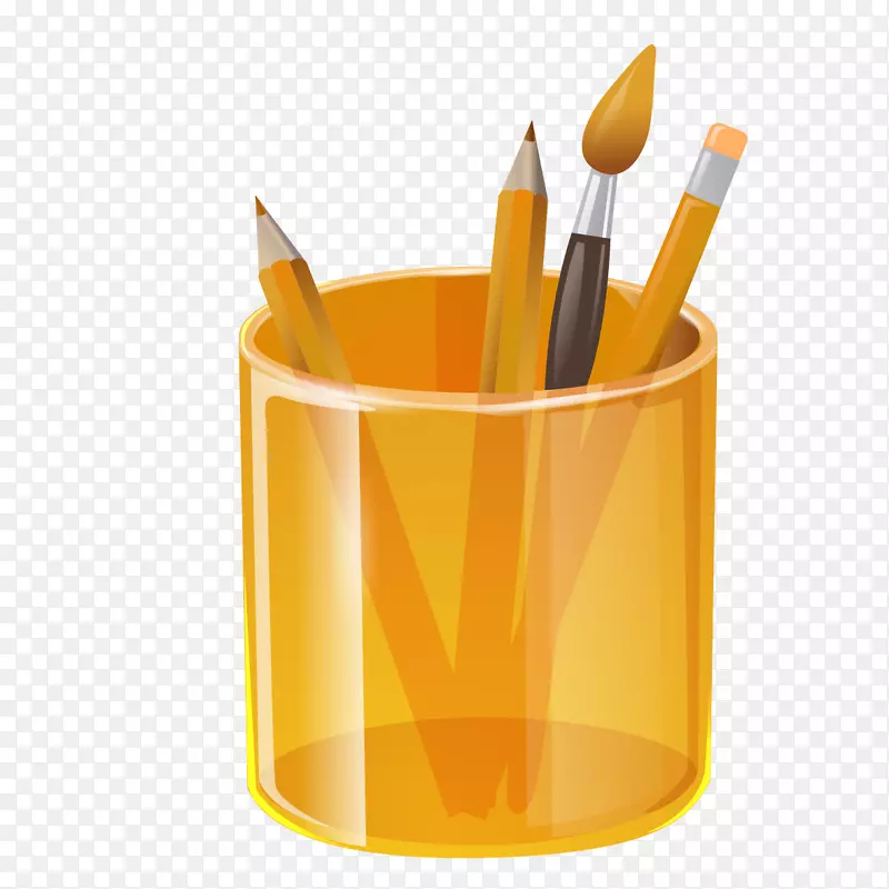 笔刷壶-黄色笔夹
