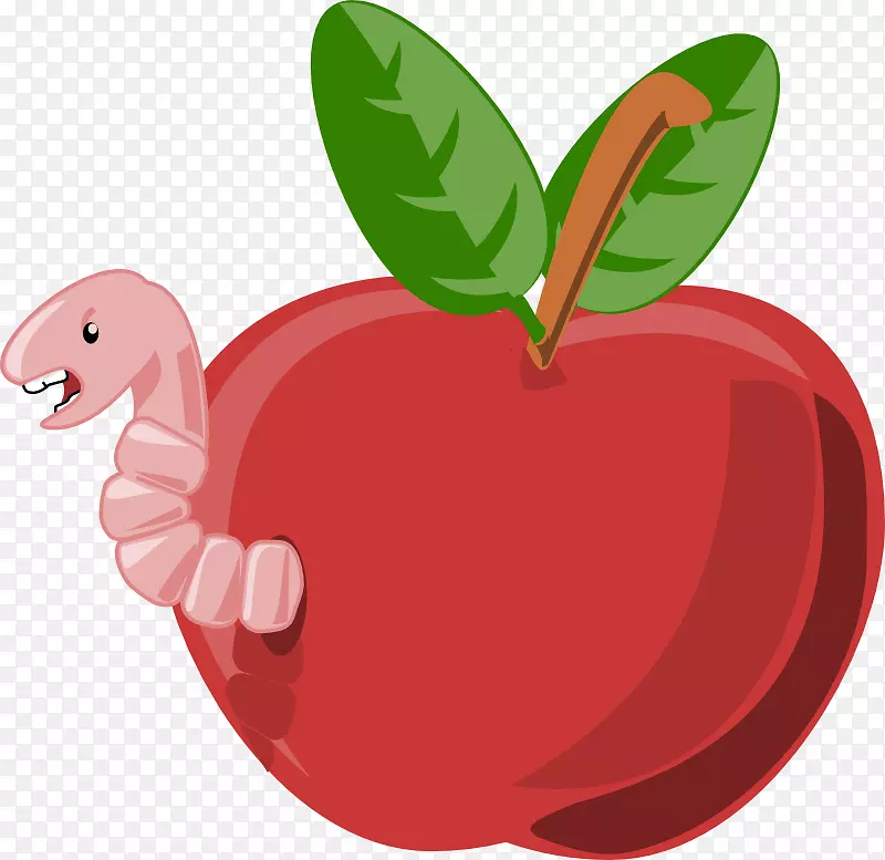 蠕虫苹果动画剪辑艺术-卡通蠕虫图像