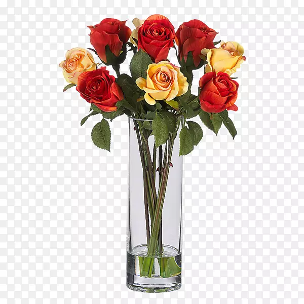花瓶玫瑰花图案丝质瓶花