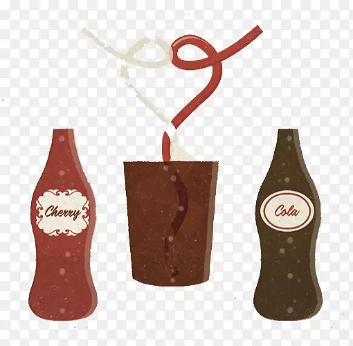 可口可乐樱桃汽水说明-棕色简单可乐瓶