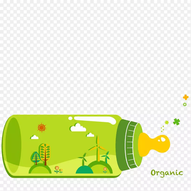 婴儿奶瓶插图.绿色瓶子材料