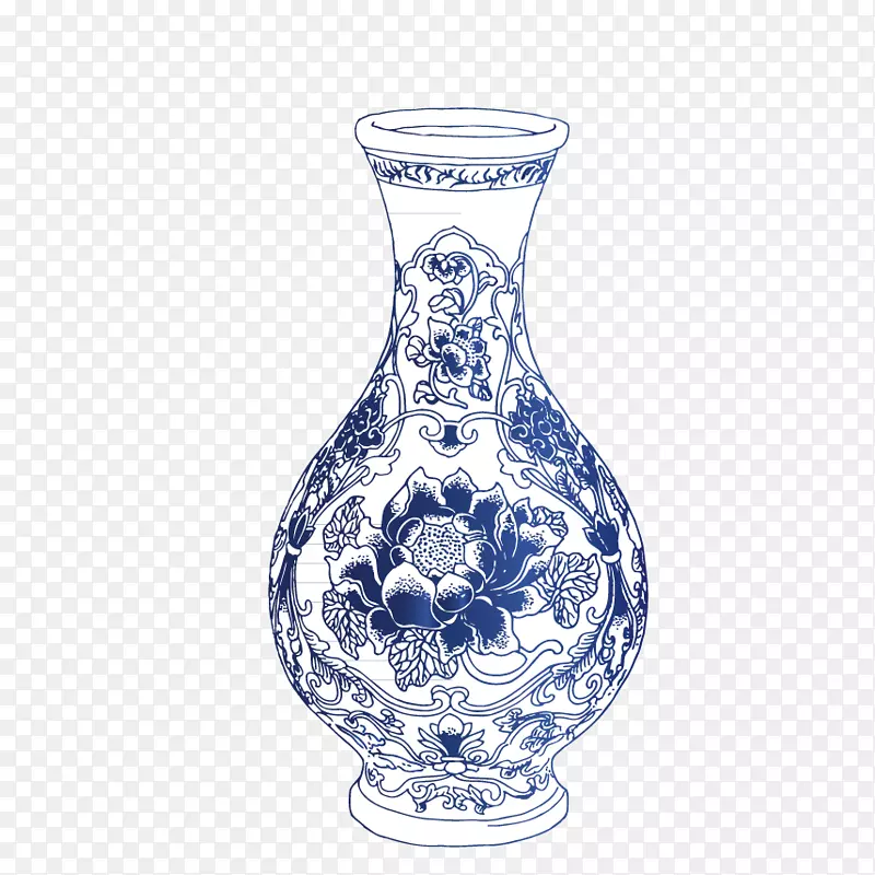 布达亚天河瓷青白陶器陶瓷-长颈瓶