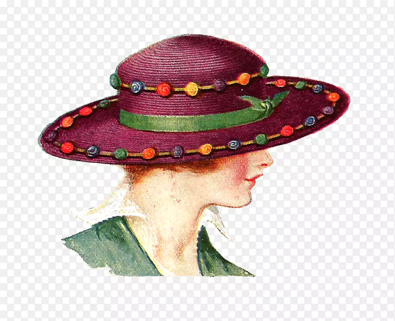 戴帽子的女人，老式服装剪贴画.戴帽子的女士的照片