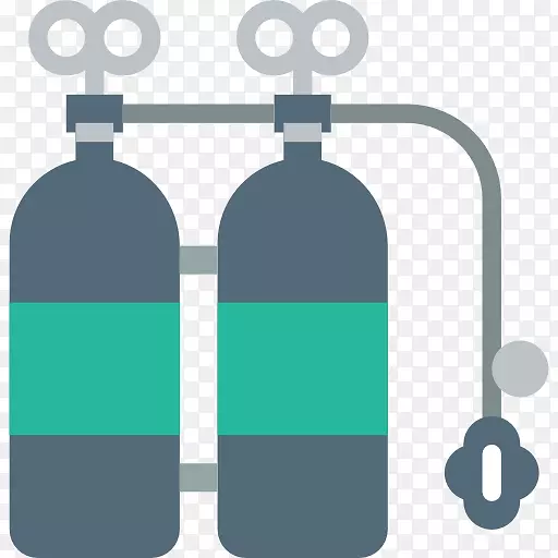氧气罐水下潜水可伸缩图形图标扁平氧气瓶