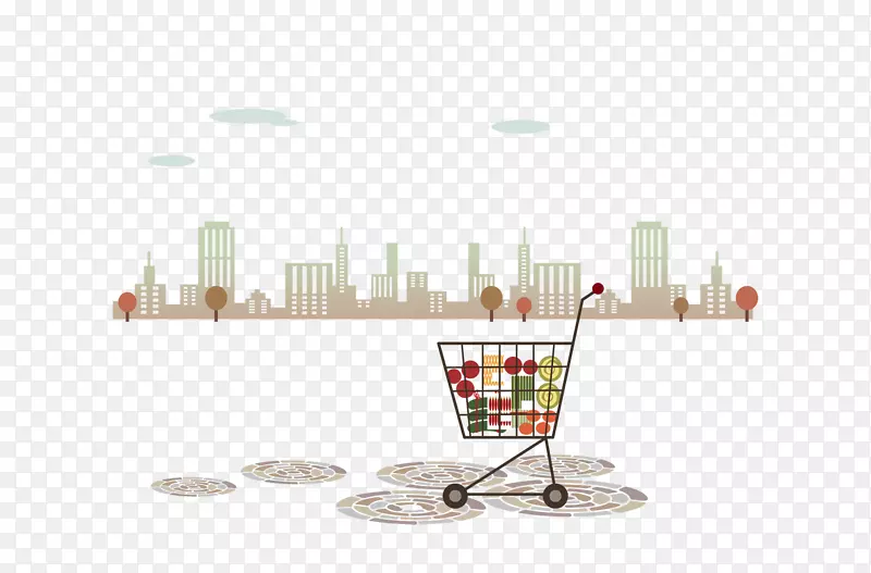 购物车-城市建筑元素