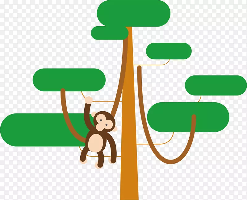 树猴-手绘猴子攀爬树海报