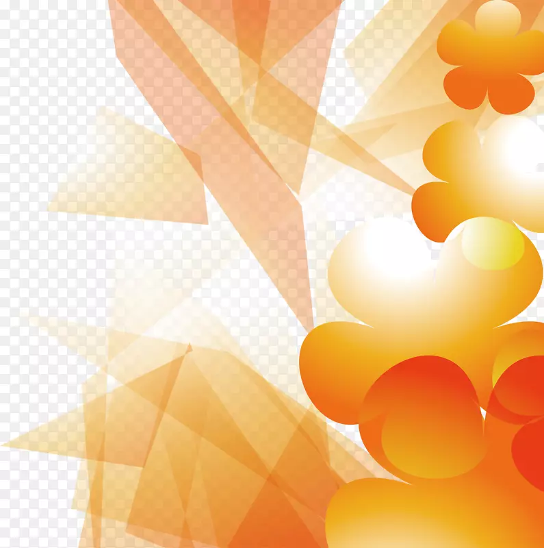 橙色-橙色花卉艺术海报