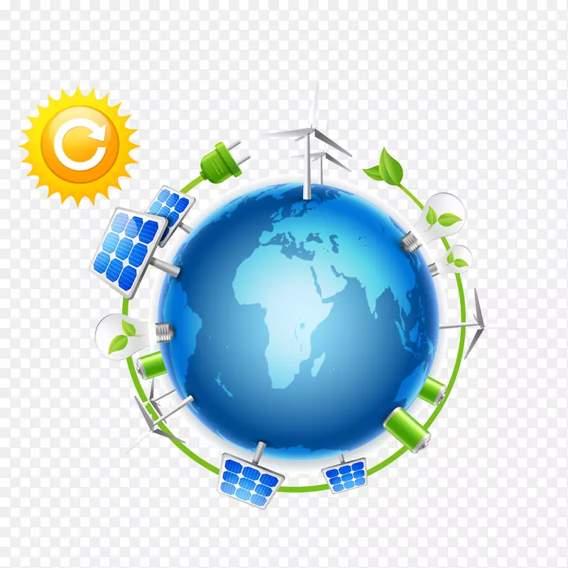可再生能源太阳能电池板信息图表.地球材料的环境保护