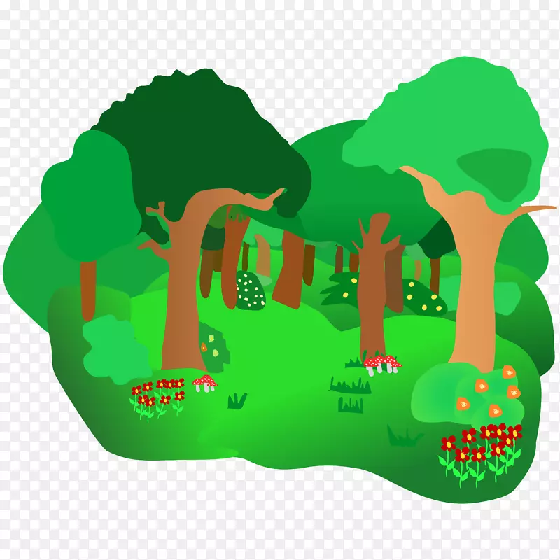 热带雨林免费内容剪辑艺术-绿色森林树木剪贴画
