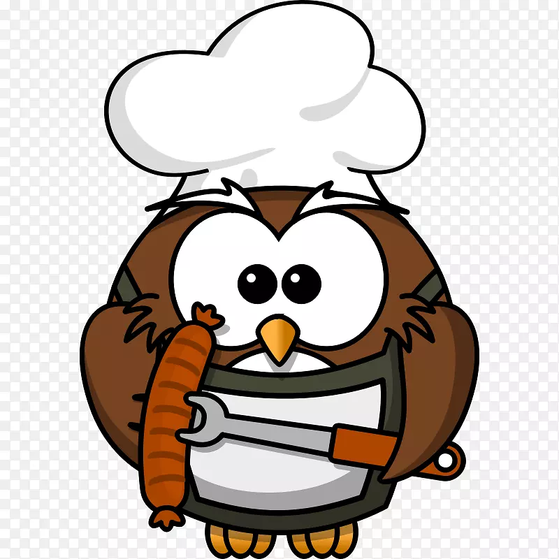 猫头鹰烧烤架，冰淇淋锥，烹饪剪辑艺术.猫头鹰的卡通图片
