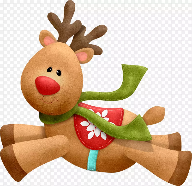 鲁道夫驯鹿圣诞装饰剪贴画-可爱的鹿