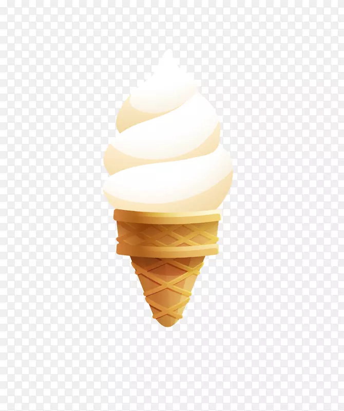 冰淇淋圆锥形圣代甜点.白色冰淇淋小吃上的图案