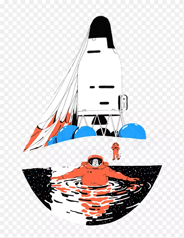 插画图形设计宇航员插图-卡通火箭发射