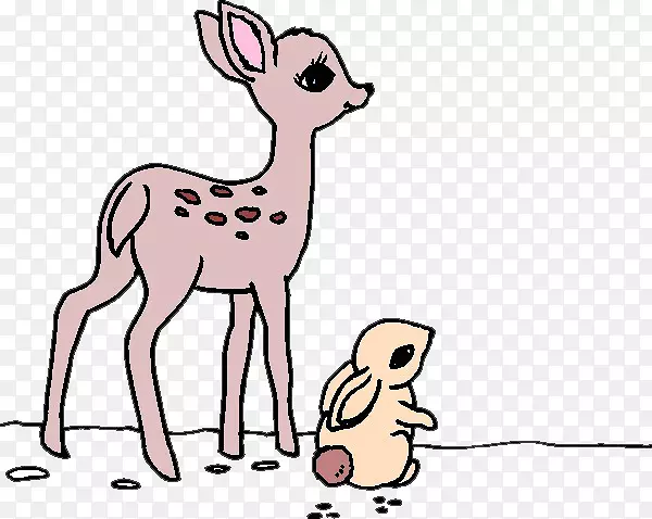 梅花鹿兔子着色书-卡通鹿和兔子