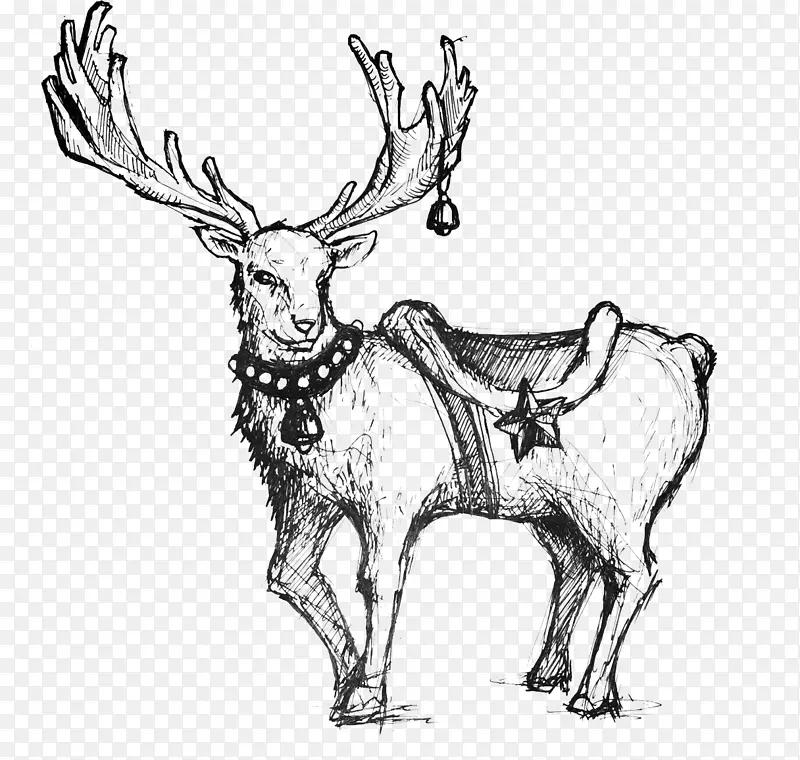 驯鹿鲁道夫圣诞马鹿手绘圣诞鹿
