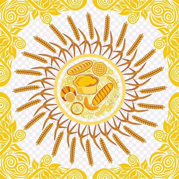 茶叶面包店面包饼传单-小麦金色图案