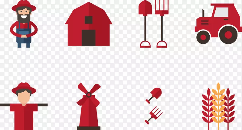 计算机图标农民插图-小麦采摘工具