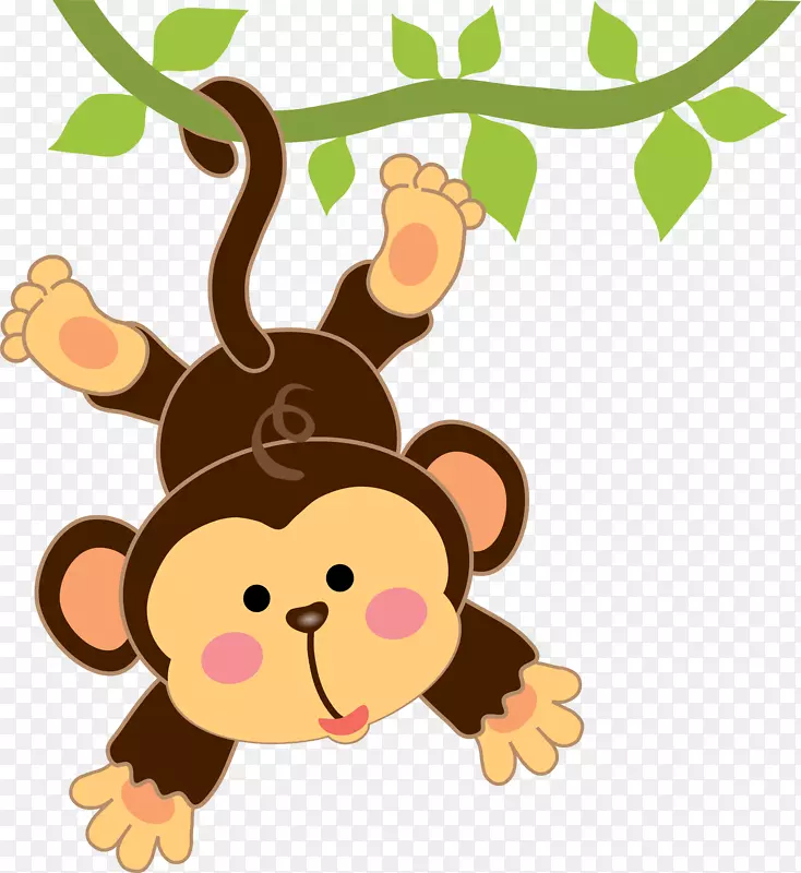 婴儿卡通猴画夹艺术.野生猴子剪贴画