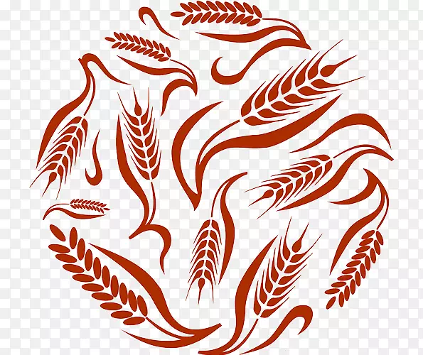 红色剪贴画-圆形红小麦