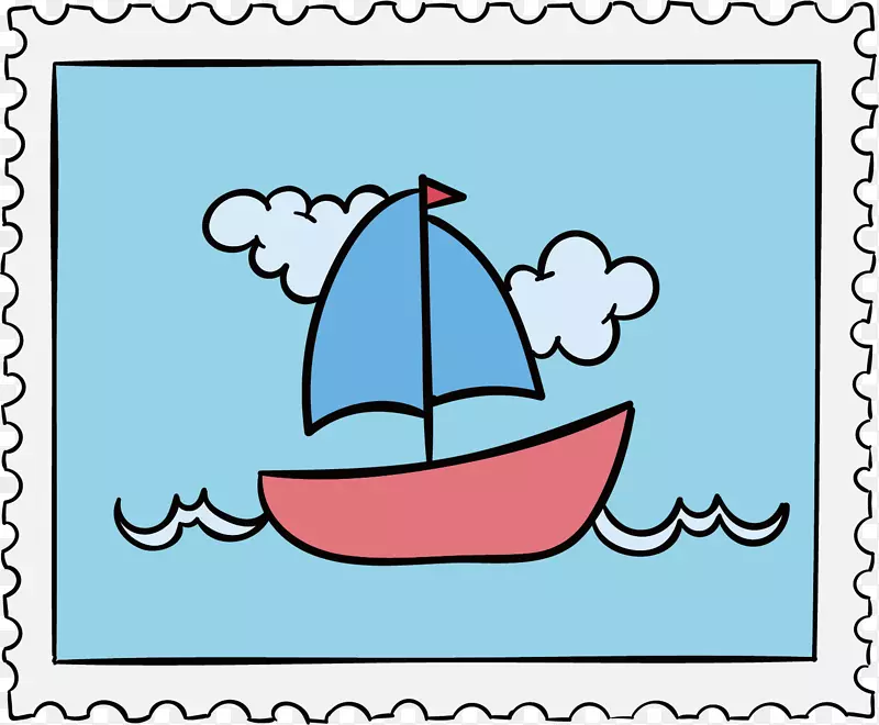 帆船插图.彩色船