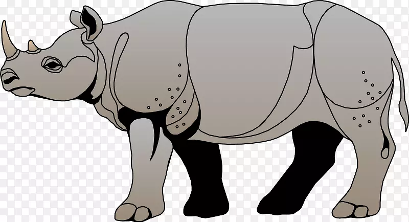 黑犀牛剪贴画-犀牛动物剪贴画