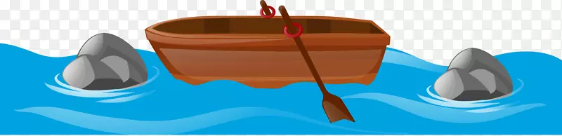 河水手绘在一艘小木船上的河流