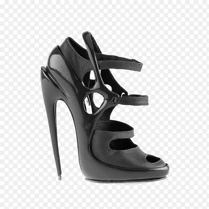 皇家艺术学院鞋雕塑-黑色简单高跟鞋