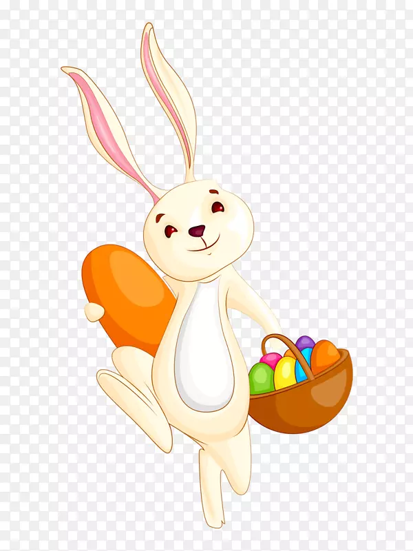 复活节兔子剪贴画-卡通兔抱蛋
