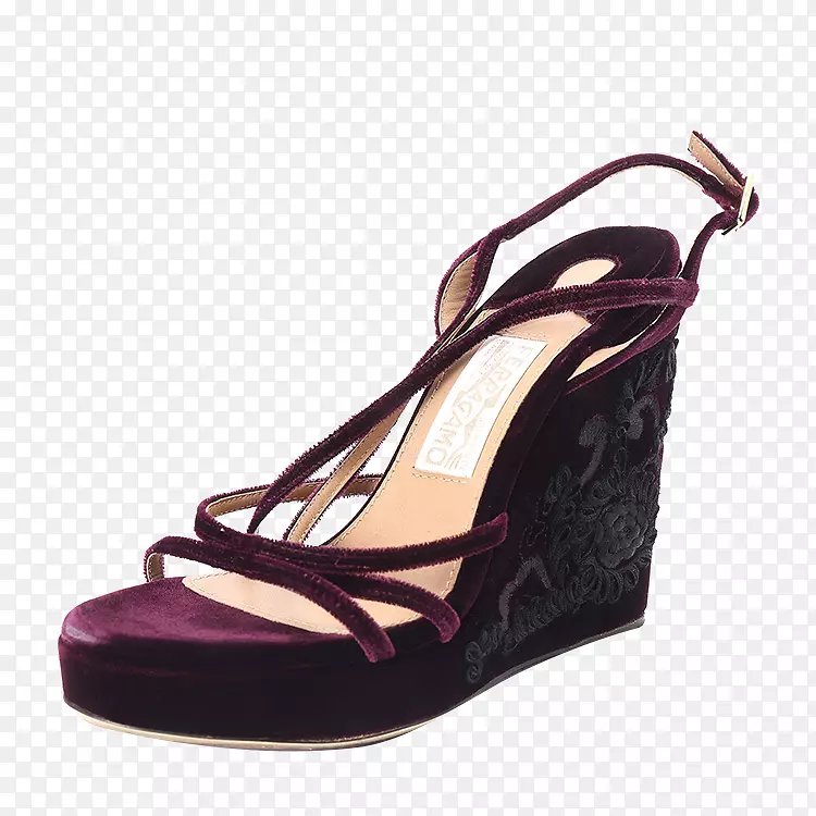 绒面凉鞋紫色泵-ms。费拉格慕高跟鞋