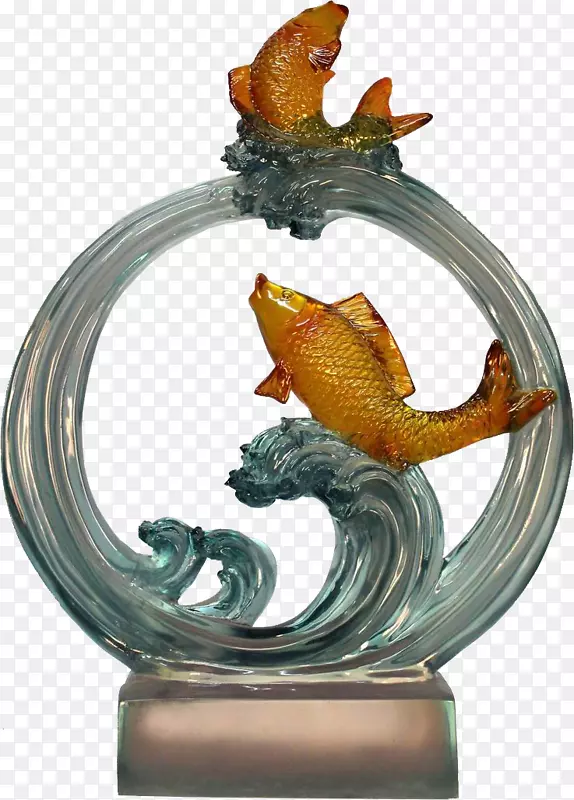 雕塑艺术工艺玻璃金鱼饰品