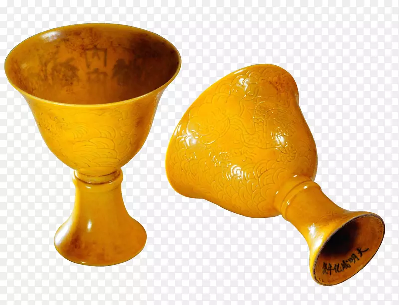 古董杯-黄色玻璃