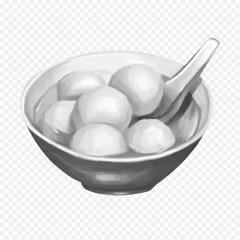汤圆中餐元宵节素描手绘米球