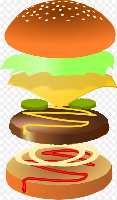 汉堡包芝士汉堡炸薯条比萨饼快餐-汉堡包切片黑色