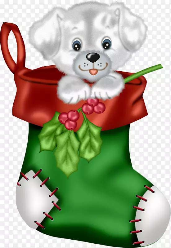 小狗圣诞老人圣诞长袜剪贴画圣诞长袜图片