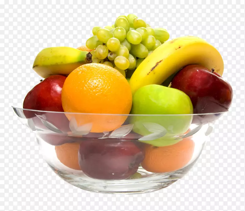 水果色拉雪锥碗图片-玻璃碗中的水果