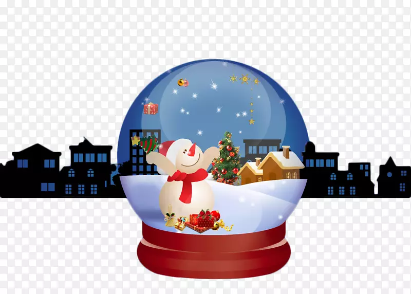 圣诞老人圣诞雪人玻璃球雪人场景