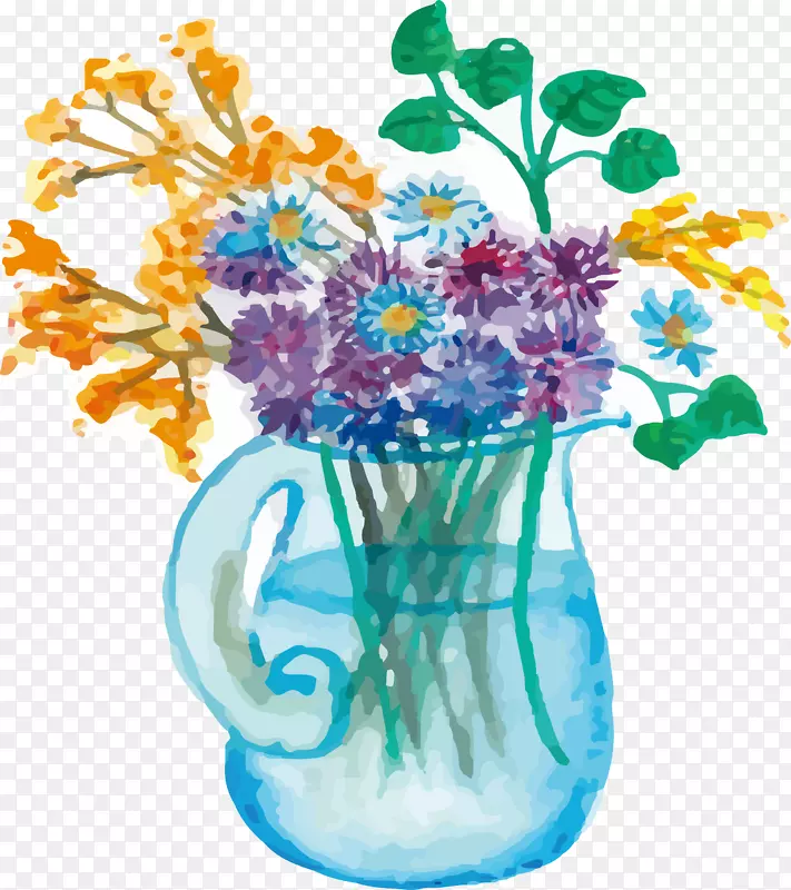花瓶玻璃水彩画玻璃花瓶