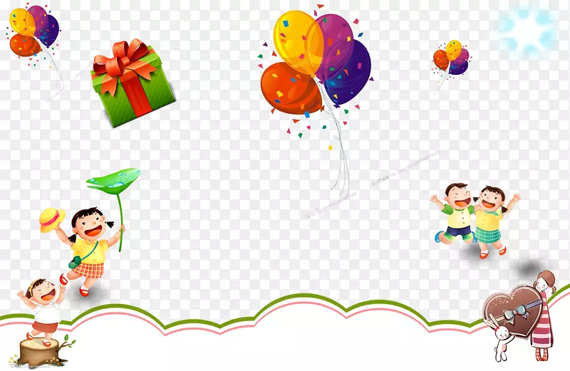 气球礼品绘图动画-卡通儿童礼品气球装饰背景